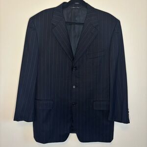 Canali Men’s Navy Blue Pinstripe Blazer Sportcoat Italy cashmere wool sz US 42R